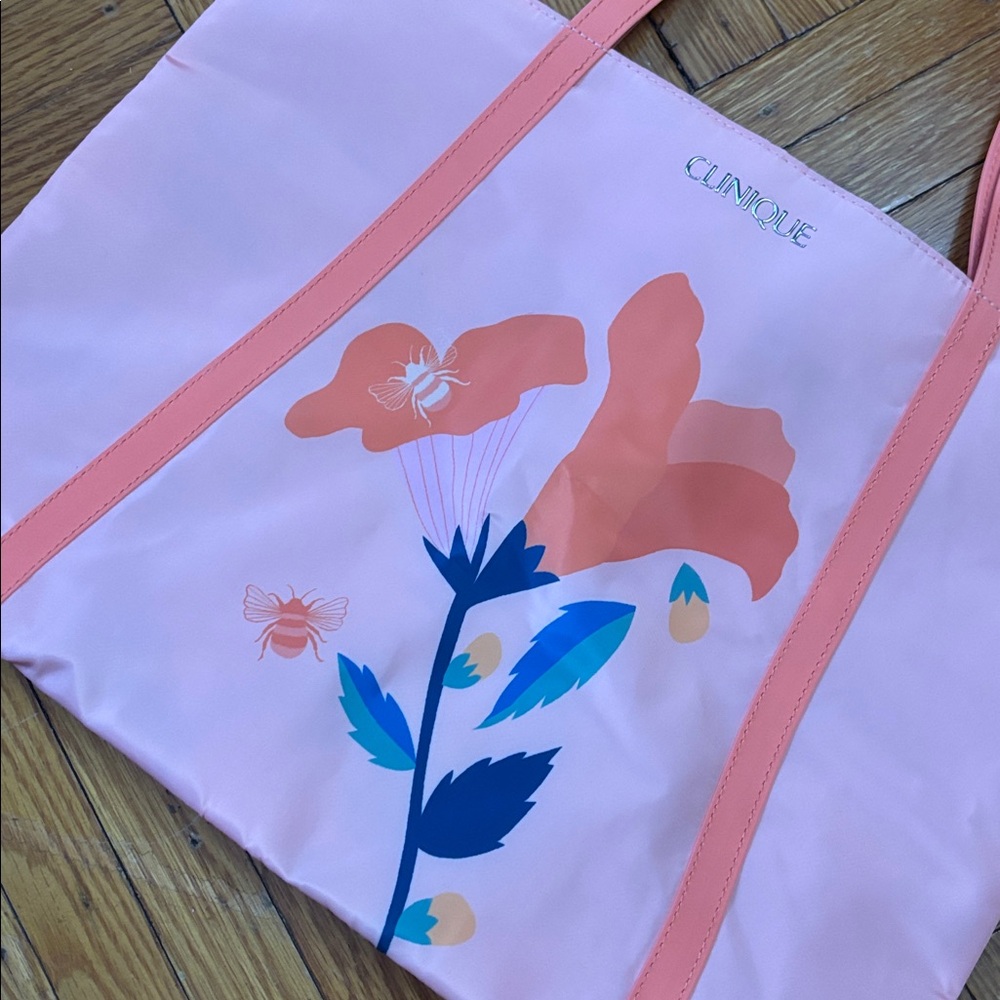 Clinique Coral Floral Tote